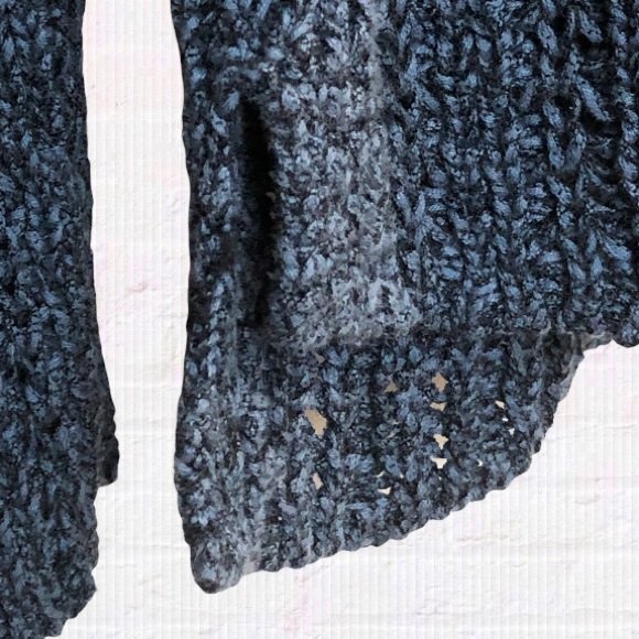 J. Jill Sweater Womens Large Blue Open Knit Marled Long Sleeve Scoop Neck - Picture 4 of 8